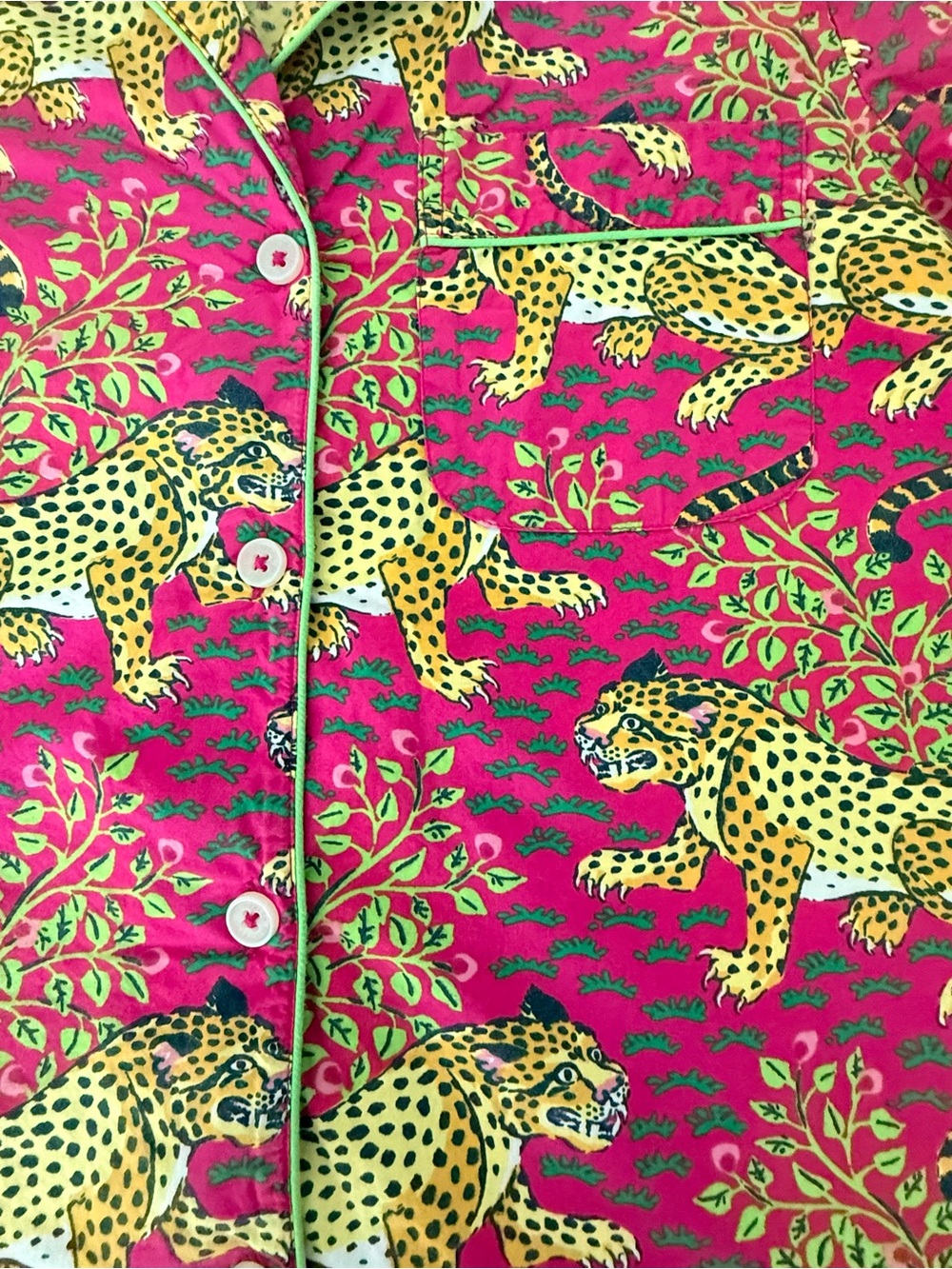 Print Fresh Pajama Set Womens XS Pink Bagheera Leopard 100% Organic Cotton - Picture 7 of 16
